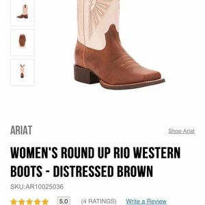 Ariat Women's Distressed Brown and Cream Square Toe Boots